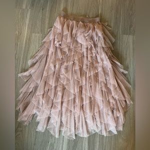 Anthropologie tulle ruffle skirt size XS light pink